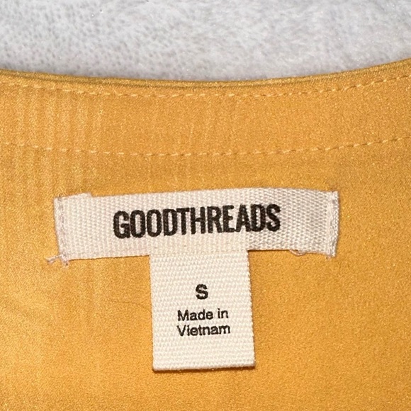 GOODTHREADS womens size small yellow mini shift dress drawstring waist NWT vneck - Picture 6 of 6